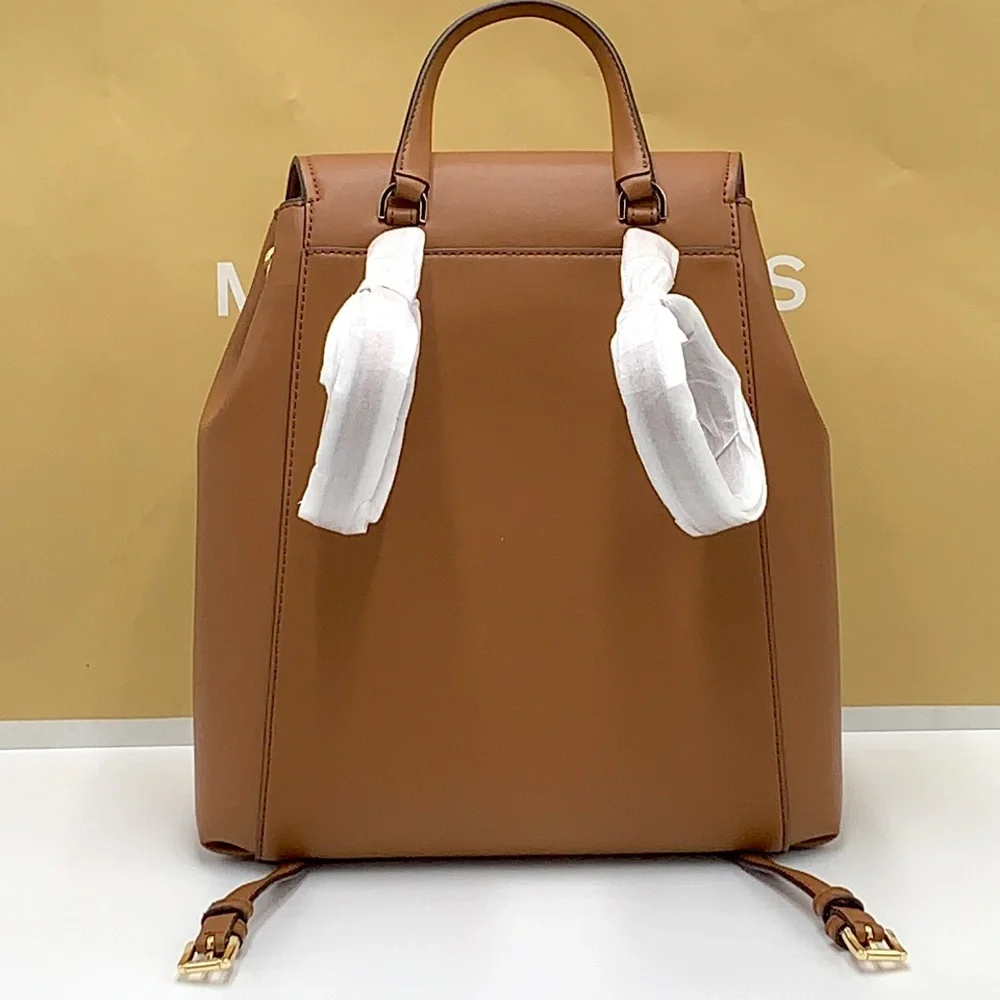 MICHAEL KORS PHOEBE MEDIUM DRAWSTRING BACKPACK VANILLA / BROWN SIGNATURE COLOR